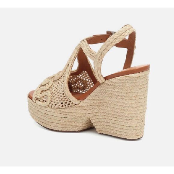 CLERGERIE Artisinal Braided Raffia Platform Wedge Sandals - Picture 2 of 11